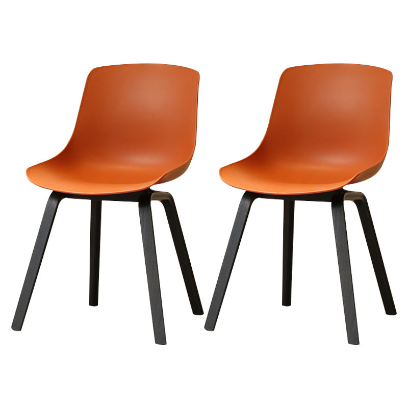 Contemporary Style Dining Room Chairs Solid Armless Chair with Wooden Legs Red Brown Black Set of 2 Clearhalo ' kitchen&dining_furn' 'Dining Chairs' 'Dining Tables & Seating' 'dining_chair' 'Furniture' 'furniture_dining_chair' 'Kitchen & Dining Furniture' 'kitchen' 3703049