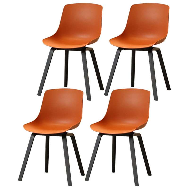 Contemporary Style Dining Room Chairs Solid Armless Chair with Wooden Legs Red Brown Black Set of 4 Clearhalo ' kitchen&dining_furn' 'Dining Chairs' 'Dining Tables & Seating' 'dining_chair' 'Furniture' 'furniture_dining_chair' 'Kitchen & Dining Furniture' 'kitchen' 3703050
