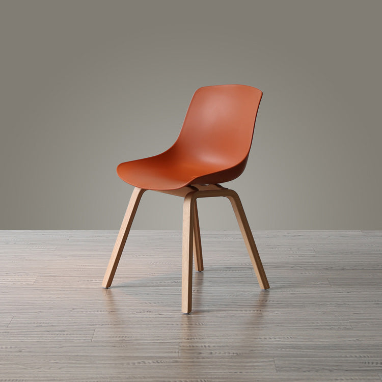 Contemporary Style Dining Room Chairs Solid Armless Chair with Wooden Legs Red Brown Natural Wood 1 Piece Clearhalo ' kitchen&dining_furn' 'Dining Chairs' 'Dining Tables & Seating' 'dining_chair' 'Furniture' 'furniture_dining_chair' 'Kitchen & Dining Furniture' 'kitchen' 3703051