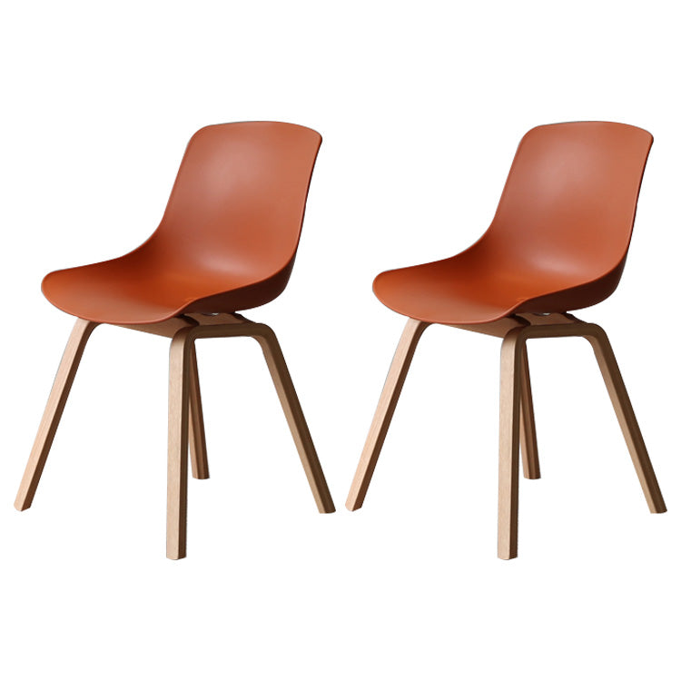 Contemporary Style Dining Room Chairs Solid Armless Chair with Wooden Legs Red Brown Natural Wood Set of 2 Clearhalo ' kitchen&dining_furn' 'Dining Chairs' 'Dining Tables & Seating' 'dining_chair' 'Furniture' 'furniture_dining_chair' 'Kitchen & Dining Furniture' 'kitchen' 3703052