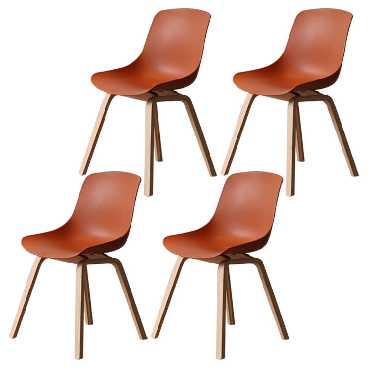 Contemporary Style Dining Room Chairs Solid Armless Chair with Wooden Legs Red Brown Natural Wood Set of 4 Clearhalo ' kitchen&dining_furn' 'Dining Chairs' 'Dining Tables & Seating' 'dining_chair' 'Furniture' 'furniture_dining_chair' 'Kitchen & Dining Furniture' 'kitchen' 3703053