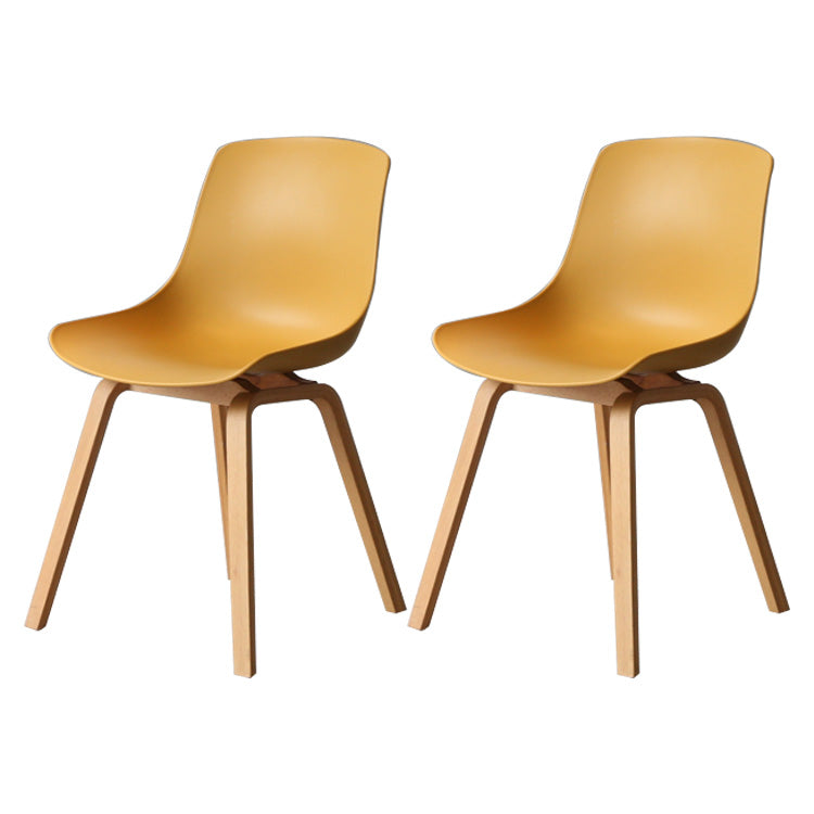 Contemporary Style Dining Room Chairs Solid Armless Chair with Wooden Legs Ginger Natural Wood Set of 2 Clearhalo ' kitchen&dining_furn' 'Dining Chairs' 'Dining Tables & Seating' 'dining_chair' 'Furniture' 'furniture_dining_chair' 'Kitchen & Dining Furniture' 'kitchen' 3703058