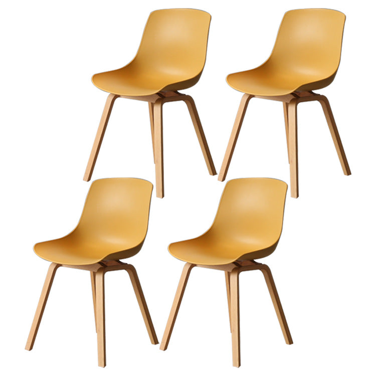 Contemporary Style Dining Room Chairs Solid Armless Chair with Wooden Legs Ginger Natural Wood Set of 4 Clearhalo ' kitchen&dining_furn' 'Dining Chairs' 'Dining Tables & Seating' 'dining_chair' 'Furniture' 'furniture_dining_chair' 'Kitchen & Dining Furniture' 'kitchen' 3703059