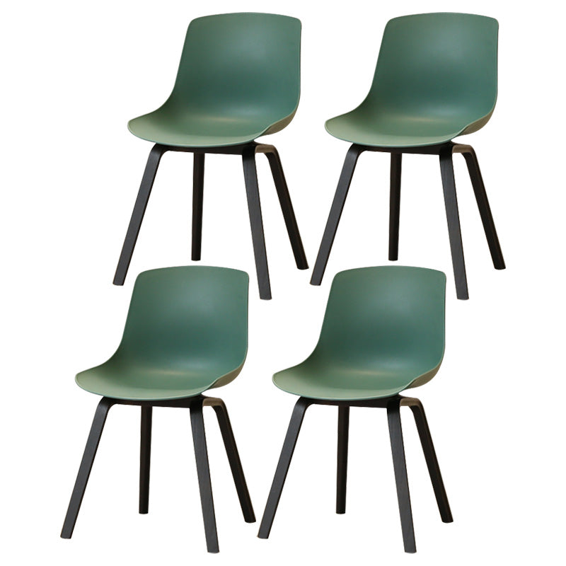 Contemporary Style Dining Room Chairs Solid Armless Chair with Wooden Legs Navy Black Set of 4 Clearhalo ' kitchen&dining_furn' 'Dining Chairs' 'Dining Tables & Seating' 'dining_chair' 'Furniture' 'furniture_dining_chair' 'Kitchen & Dining Furniture' 'kitchen' 3703062