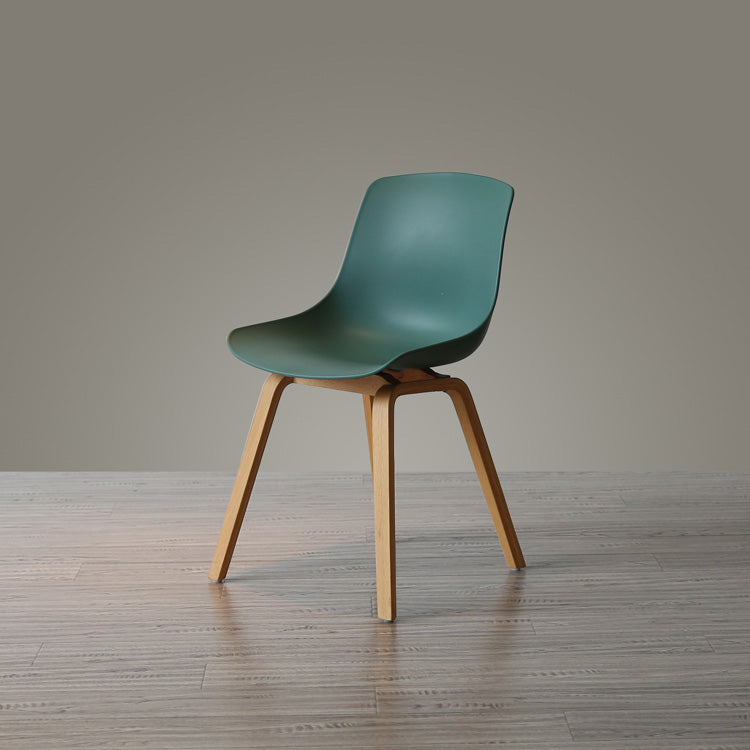 Contemporary Style Dining Room Chairs Solid Armless Chair with Wooden Legs Navy Natural Wood 1 Piece Clearhalo ' kitchen&dining_furn' 'Dining Chairs' 'Dining Tables & Seating' 'dining_chair' 'Furniture' 'furniture_dining_chair' 'Kitchen & Dining Furniture' 'kitchen' 3703063