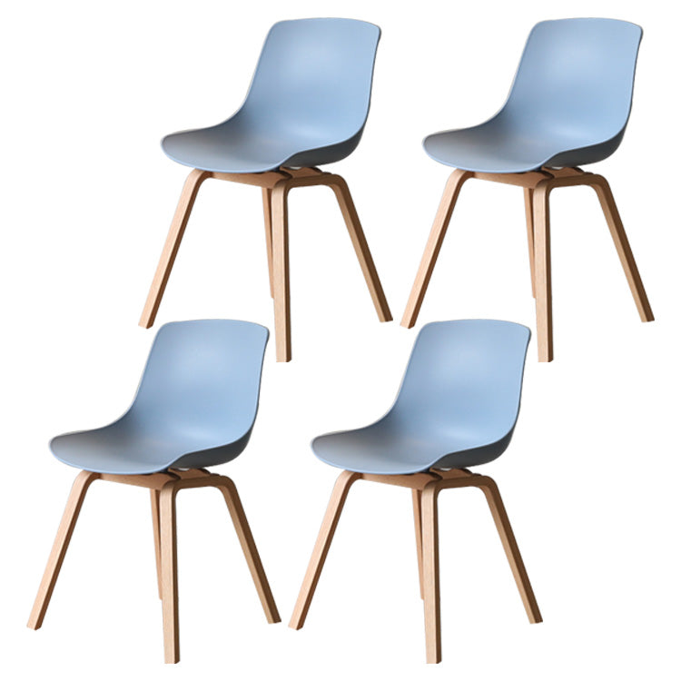 Contemporary Style Dining Room Chairs Solid Armless Chair with Wooden Legs Gray Blue Natural Wood Set of 4 Clearhalo ' kitchen&dining_furn' 'Dining Chairs' 'Dining Tables & Seating' 'dining_chair' 'Furniture' 'furniture_dining_chair' 'Kitchen & Dining Furniture' 'kitchen' 3703068