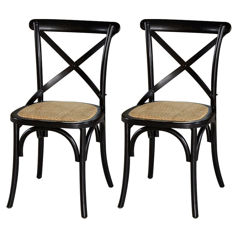 Country Style Armless Dining Chairs Beech Bentwood Cross Back Side Chair Black 2 Piece Set Clearhalo ' kitchen&dining_furn' 'Dining Chairs' 'Dining Tables & Seating' 'dining_chair' 'furn' 'furn_dining_chair' 'Furniture' 'furniture_dining_chair' 'Kitchen & Dining Furniture' 'kitchen' 3703072