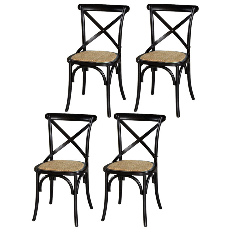 Country Style Armless Dining Chairs Beech Bentwood Cross Back Side Chair Black 4 Piece Set Clearhalo ' kitchen&dining_furn' 'Dining Chairs' 'Dining Tables & Seating' 'dining_chair' 'furn' 'furn_dining_chair' 'Furniture' 'furniture_dining_chair' 'Kitchen & Dining Furniture' 'kitchen' 3703074