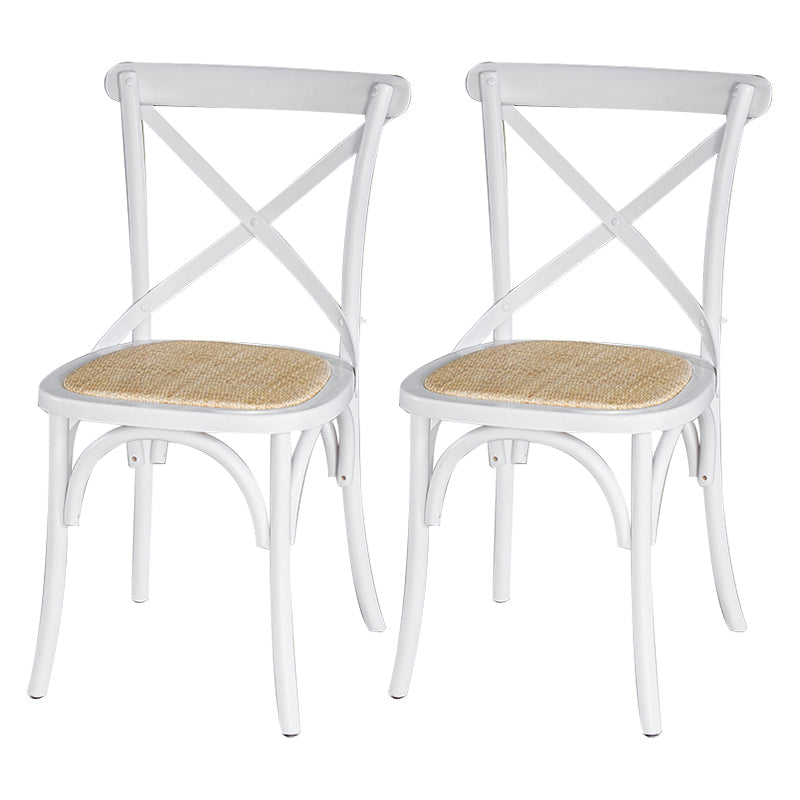 Country Style Armless Dining Chairs Beech Bentwood Cross Back Side Chair White 2 Piece Set Clearhalo ' kitchen&dining_furn' 'Dining Chairs' 'Dining Tables & Seating' 'dining_chair' 'furn' 'furn_dining_chair' 'Furniture' 'furniture_dining_chair' 'Kitchen & Dining Furniture' 'kitchen' 3703077