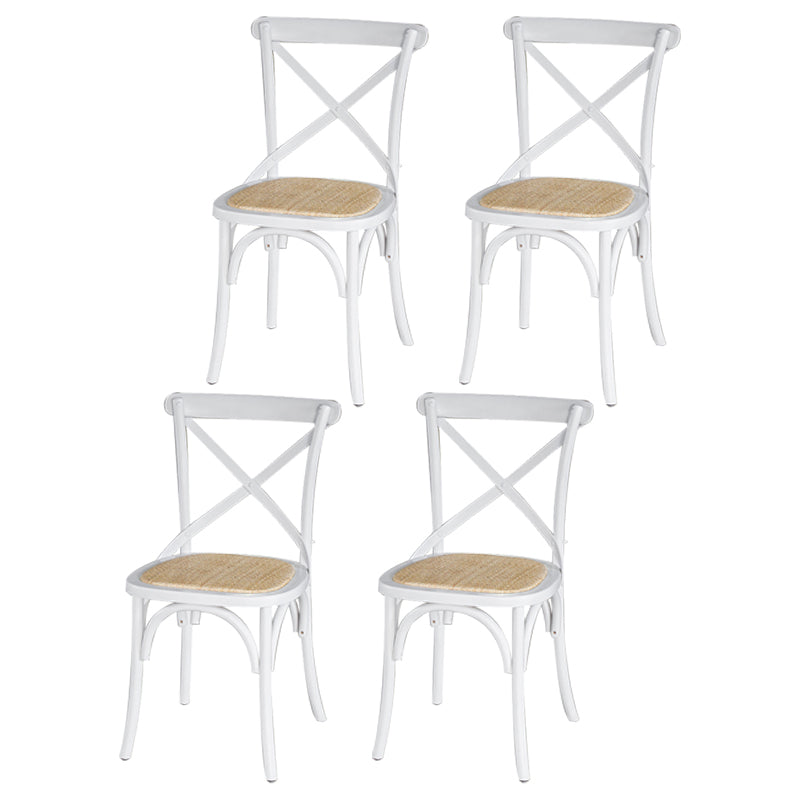Country Style Armless Dining Chairs Beech Bentwood Cross Back Side Chair White 4 Piece Set Clearhalo ' kitchen&dining_furn' 'Dining Chairs' 'Dining Tables & Seating' 'dining_chair' 'furn' 'furn_dining_chair' 'Furniture' 'furniture_dining_chair' 'Kitchen & Dining Furniture' 'kitchen' 3703080