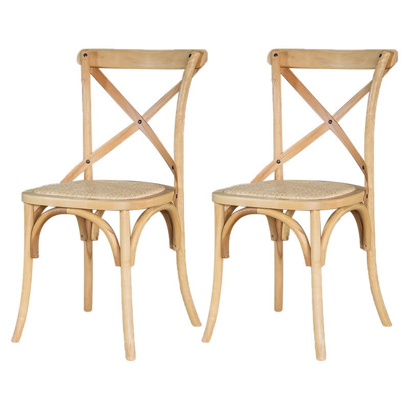 Country Style Armless Dining Chairs Beech Bentwood Cross Back Side Chair Wood 2 Piece Set Clearhalo ' kitchen&dining_furn' 'Dining Chairs' 'Dining Tables & Seating' 'dining_chair' 'furn' 'furn_dining_chair' 'Furniture' 'furniture_dining_chair' 'Kitchen & Dining Furniture' 'kitchen' 3703083