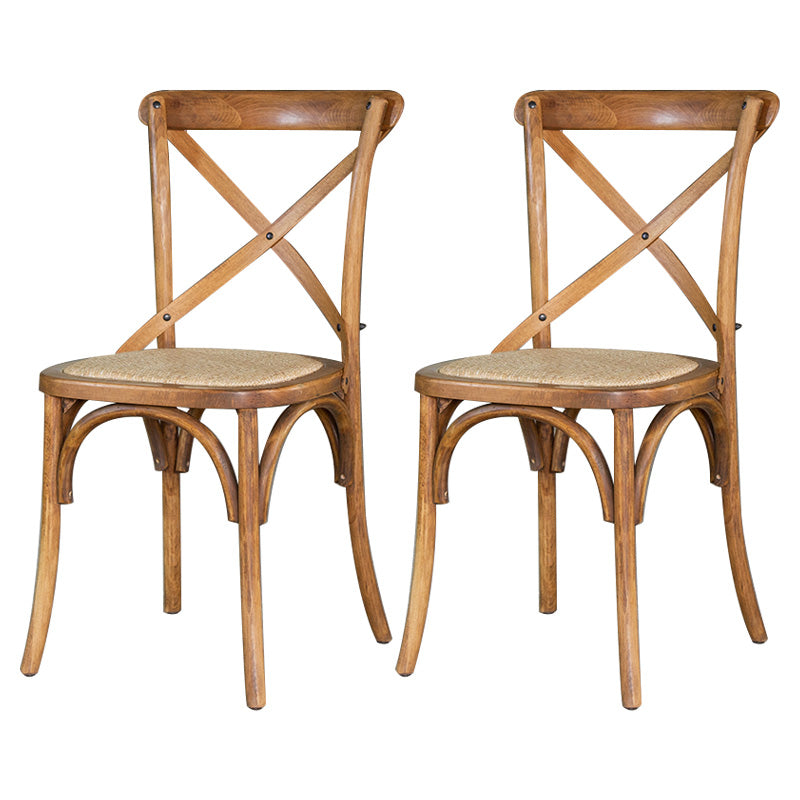 Country Style Armless Dining Chairs Beech Bentwood Cross Back Side Chair Distressed Wood 2 Piece Set Clearhalo ' kitchen&dining_furn' 'Dining Chairs' 'Dining Tables & Seating' 'dining_chair' 'furn' 'furn_dining_chair' 'Furniture' 'furniture_dining_chair' 'Kitchen & Dining Furniture' 'kitchen' 3703089