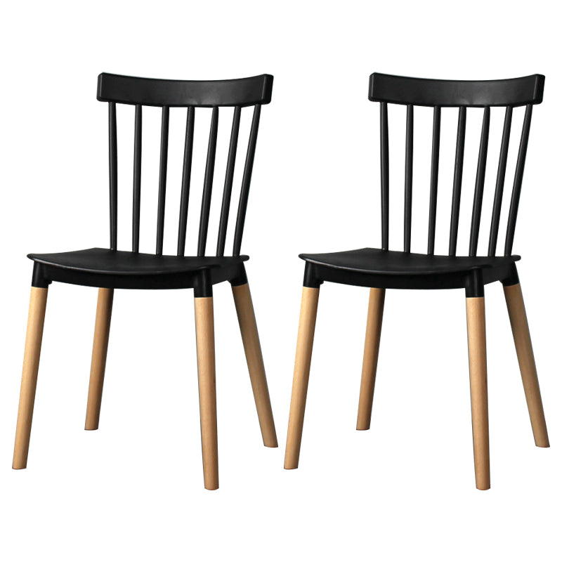Contemporary Style Dining Room Chair Slat Back Stackable Side Chair for Kitchen Black 2 Piece Set Clearhalo ' kitchen&dining_furn' 'Dining Chairs' 'Dining Tables & Seating' 'dining_chair' 'furn' 'furn_dining_chair' 'Furniture' 'furniture_dining_chair' 'Kitchen & Dining Furniture' 'kitchen' 3703096