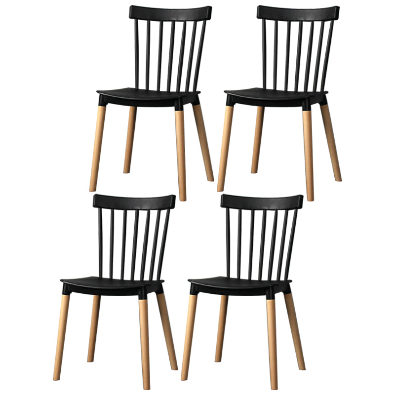 Contemporary Style Dining Room Chair Slat Back Stackable Side Chair for Kitchen Black 4 Piece Set Clearhalo ' kitchen&dining_furn' 'Dining Chairs' 'Dining Tables & Seating' 'dining_chair' 'furn' 'furn_dining_chair' 'Furniture' 'furniture_dining_chair' 'Kitchen & Dining Furniture' 'kitchen' 3703099