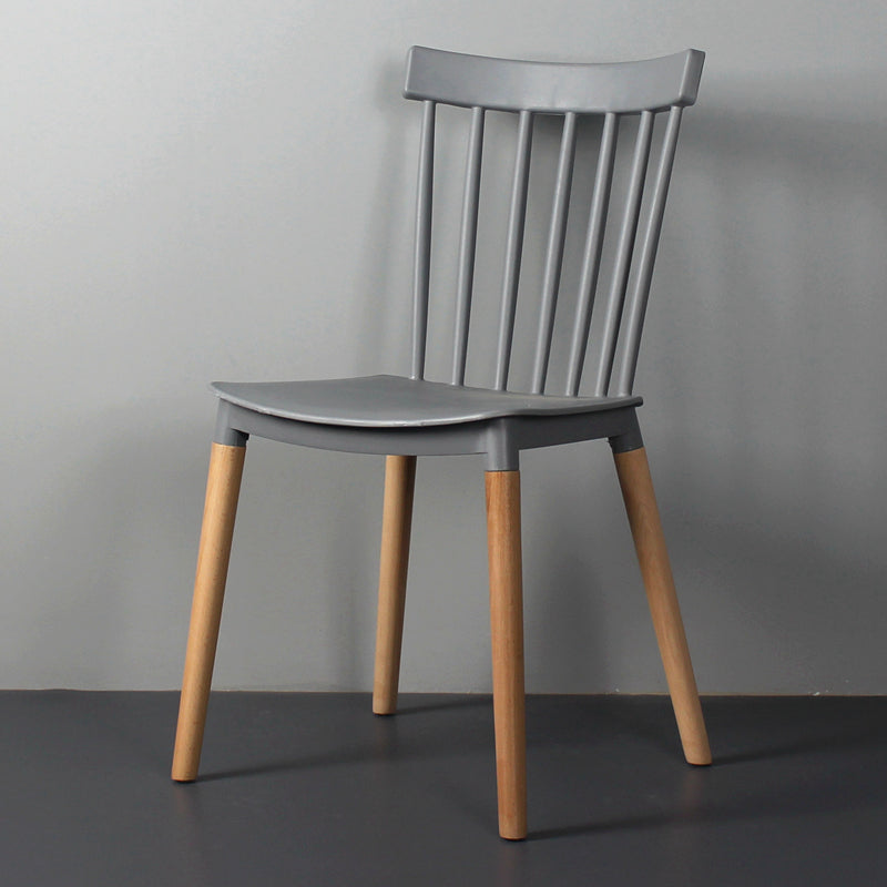 Contemporary Style Dining Room Chair Slat Back Stackable Side Chair for Kitchen Grey 1 Piece Clearhalo ' kitchen&dining_furn' 'Dining Chairs' 'Dining Tables & Seating' 'dining_chair' 'furn' 'furn_dining_chair' 'Furniture' 'furniture_dining_chair' 'Kitchen & Dining Furniture' 'kitchen' 3703101