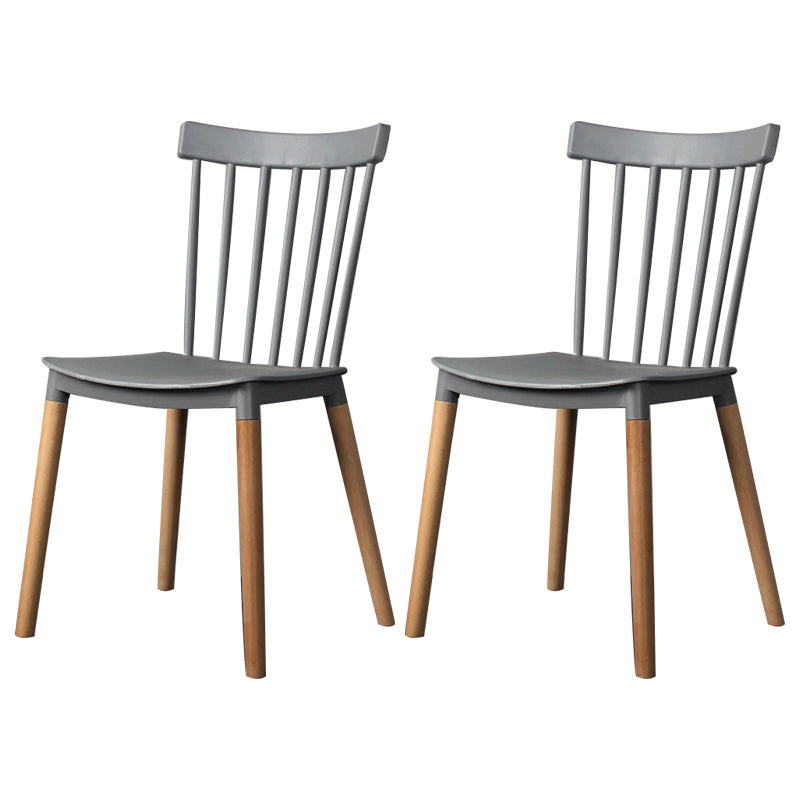 Contemporary Style Dining Room Chair Slat Back Stackable Side Chair for Kitchen Grey 2 Piece Set Clearhalo ' kitchen&dining_furn' 'Dining Chairs' 'Dining Tables & Seating' 'dining_chair' 'furn' 'furn_dining_chair' 'Furniture' 'furniture_dining_chair' 'Kitchen & Dining Furniture' 'kitchen' 3703103