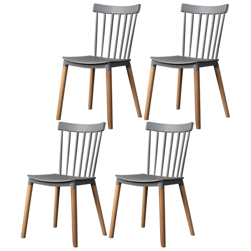 Contemporary Style Dining Room Chair Slat Back Stackable Side Chair for Kitchen Grey 4 Piece Set Clearhalo ' kitchen&dining_furn' 'Dining Chairs' 'Dining Tables & Seating' 'dining_chair' 'furn' 'furn_dining_chair' 'Furniture' 'furniture_dining_chair' 'Kitchen & Dining Furniture' 'kitchen' 3703104