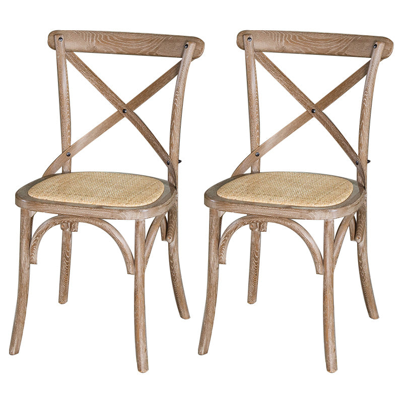 Country Style Bentwood Side Chair Cross Back Beech Armless Dining Chairs Dark Gray-White 2 Piece Set Clearhalo ' kitchen&dining_furn' 'Dining Chairs' 'Dining Tables & Seating' 'dining_chair' 'furn' 'furn_dining_chair' 'Furniture' 'furniture_dining_chair' 'Kitchen & Dining Furniture' 'kitchen' 3703129