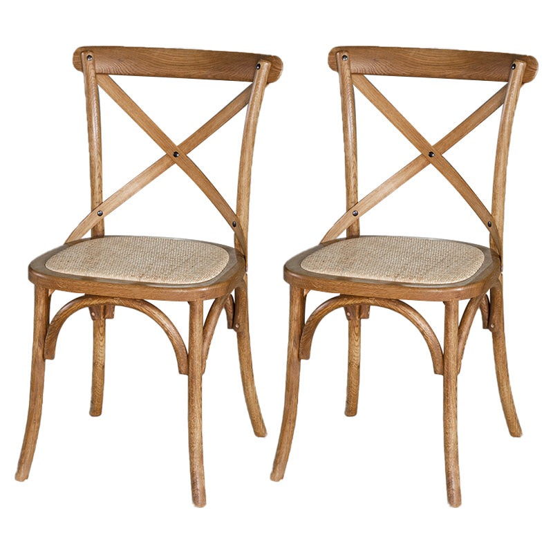 Country Style Bentwood Side Chair Cross Back Beech Armless Dining Chairs Distressed Wood 2 Piece Set Clearhalo ' kitchen&dining_furn' 'Dining Chairs' 'Dining Tables & Seating' 'dining_chair' 'furn' 'furn_dining_chair' 'Furniture' 'furniture_dining_chair' 'Kitchen & Dining Furniture' 'kitchen' 3703138