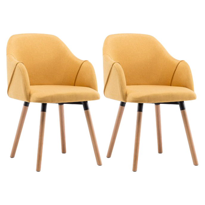 Nordic Style Solid Wood Dining Room Chair Upholstered Arm Chair for Home Use Yellow 2 Piece Set Clearhalo ' kitchen&dining_furn' 'Dining Chairs' 'Dining Tables & Seating' 'dining_chair' 'furn' 'furn_dining_chair' 'Furniture' 'furniture_dining_chair' 'Kitchen & Dining Furniture' 'kitchen' 3703149