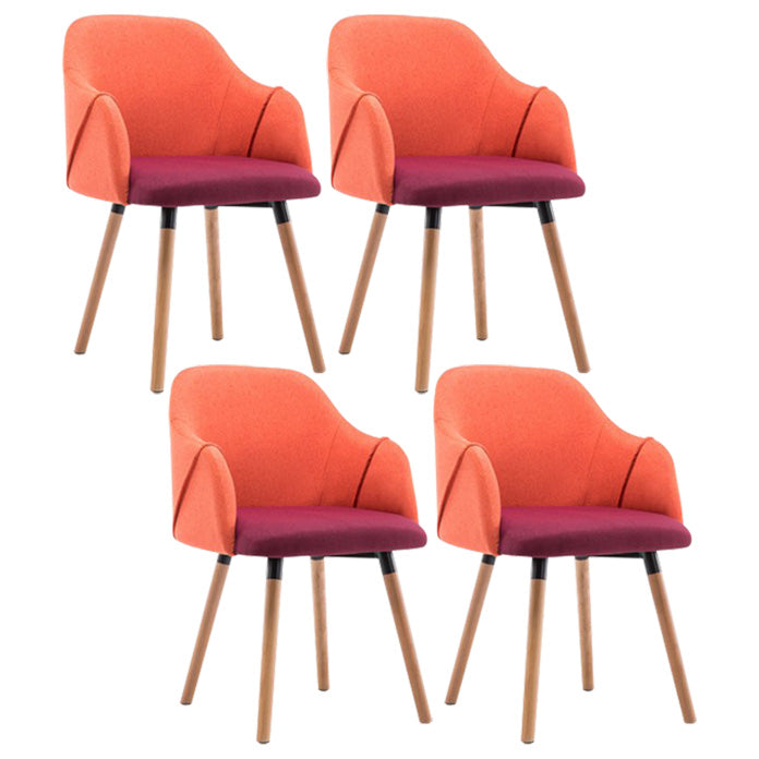 Nordic Style Solid Wood Dining Room Chair Upholstered Arm Chair for Home Use Orange 4 Piece Set Clearhalo ' kitchen&dining_furn' 'Dining Chairs' 'Dining Tables & Seating' 'dining_chair' 'furn' 'furn_dining_chair' 'Furniture' 'furniture_dining_chair' 'Kitchen & Dining Furniture' 'kitchen' 3703160