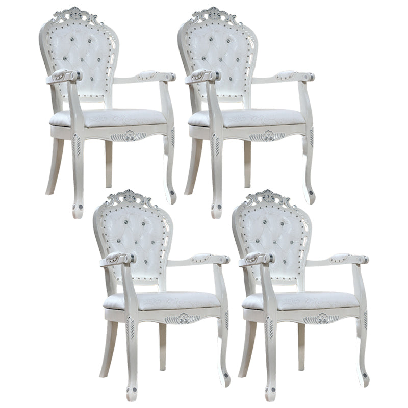 Upholstered European Style Dining Arm Chair Open Dining Chair for Restaurant White 4 Piece Set Clearhalo ' kitchen&dining_furn' 'Dining Chairs' 'Dining Tables & Seating' 'dining_chair' 'furn' 'furn_dining_chair' 'Furniture' 'furniture_dining_chair' 'Kitchen & Dining Furniture' 'kitchen' 3703168