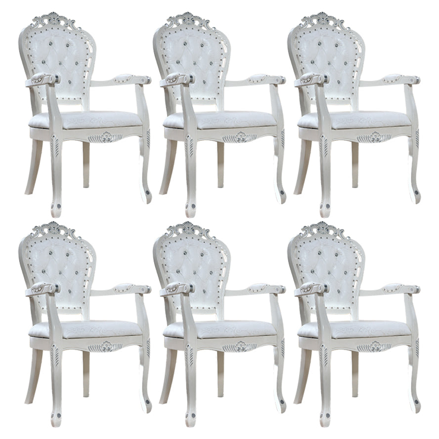 Upholstered European Style Dining Arm Chair Open Dining Chair for Restaurant White 6 Piece Set Clearhalo ' kitchen&dining_furn' 'Dining Chairs' 'Dining Tables & Seating' 'dining_chair' 'furn' 'furn_dining_chair' 'Furniture' 'furniture_dining_chair' 'Kitchen & Dining Furniture' 'kitchen' 3703170