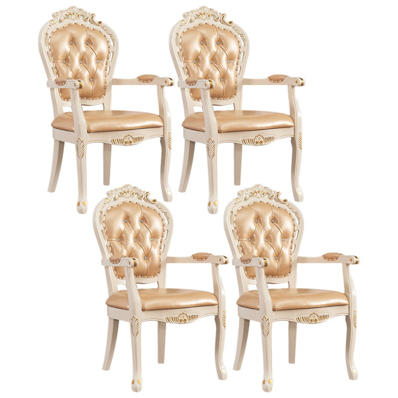 Upholstered European Style Dining Arm Chair Open Dining Chair for Restaurant Yellow 4 Piece Set Clearhalo ' kitchen&dining_furn' 'Dining Chairs' 'Dining Tables & Seating' 'dining_chair' 'furn' 'furn_dining_chair' 'Furniture' 'furniture_dining_chair' 'Kitchen & Dining Furniture' 'kitchen' 3703173