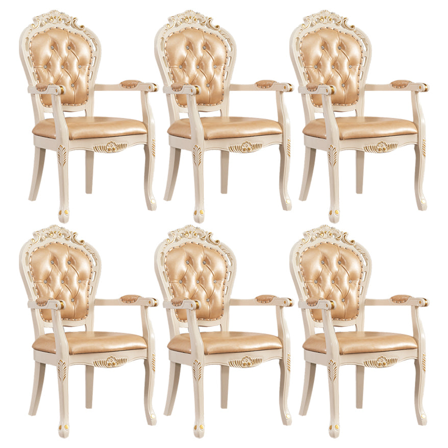 Upholstered European Style Dining Arm Chair Open Dining Chair for Restaurant Yellow 6 Piece Set Clearhalo ' kitchen&dining_furn' 'Dining Chairs' 'Dining Tables & Seating' 'dining_chair' 'furn' 'furn_dining_chair' 'Furniture' 'furniture_dining_chair' 'Kitchen & Dining Furniture' 'kitchen' 3703175