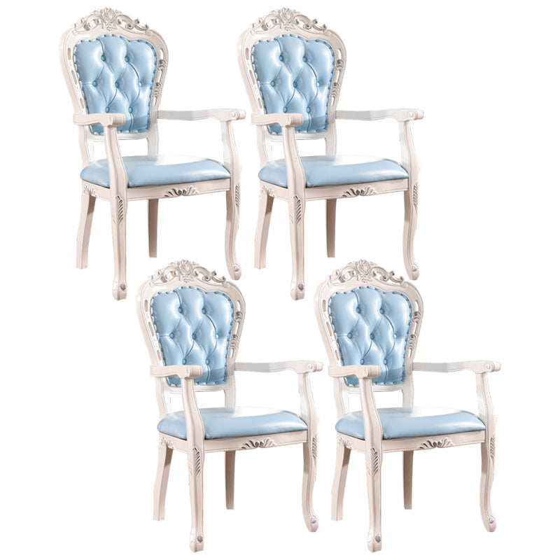 Upholstered European Style Dining Arm Chair Open Dining Chair for Restaurant Blue 4 Piece Set Clearhalo ' kitchen&dining_furn' 'Dining Chairs' 'Dining Tables & Seating' 'dining_chair' 'furn' 'furn_dining_chair' 'Furniture' 'furniture_dining_chair' 'Kitchen & Dining Furniture' 'kitchen' 3703180