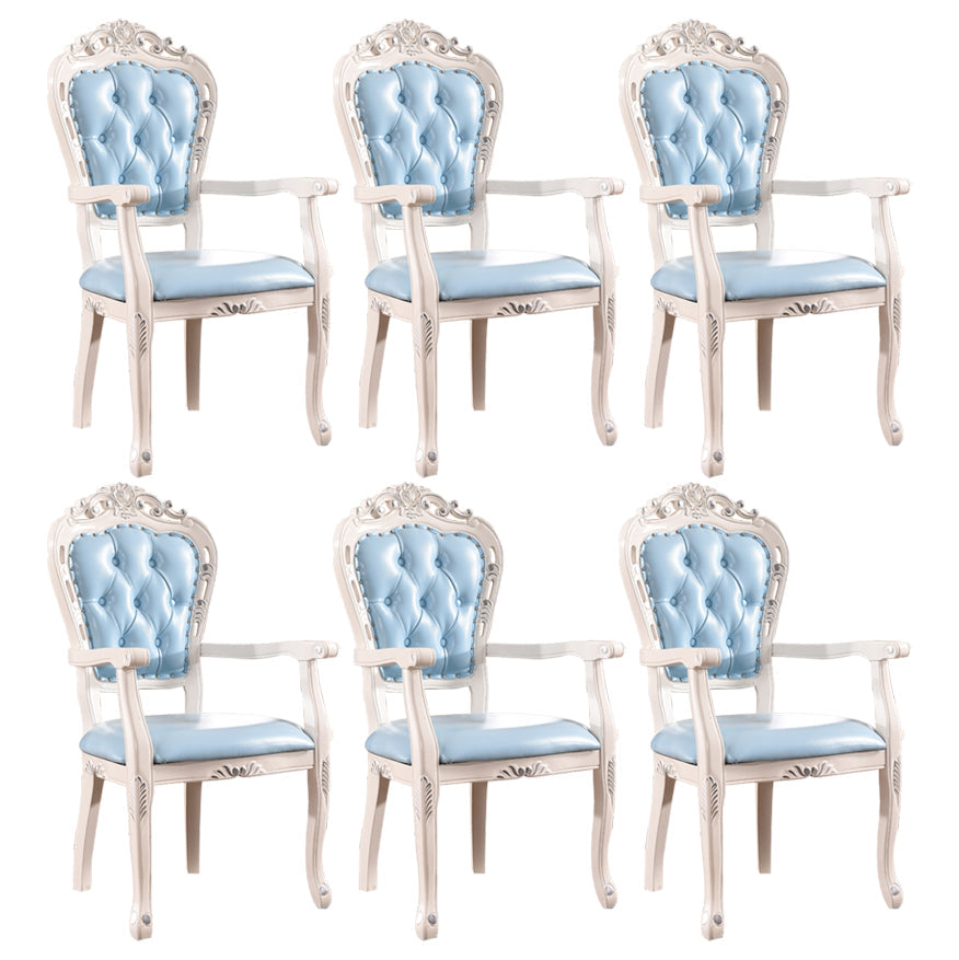 Upholstered European Style Dining Arm Chair Open Dining Chair for Restaurant Blue 6 Piece Set Clearhalo ' kitchen&dining_furn' 'Dining Chairs' 'Dining Tables & Seating' 'dining_chair' 'furn' 'furn_dining_chair' 'Furniture' 'furniture_dining_chair' 'Kitchen & Dining Furniture' 'kitchen' 3703182