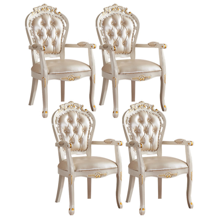 Upholstered European Style Dining Arm Chair Open Dining Chair for Restaurant Champagne 4 Piece Set Clearhalo ' kitchen&dining_furn' 'Dining Chairs' 'Dining Tables & Seating' 'dining_chair' 'furn' 'furn_dining_chair' 'Furniture' 'furniture_dining_chair' 'Kitchen & Dining Furniture' 'kitchen' 3703189