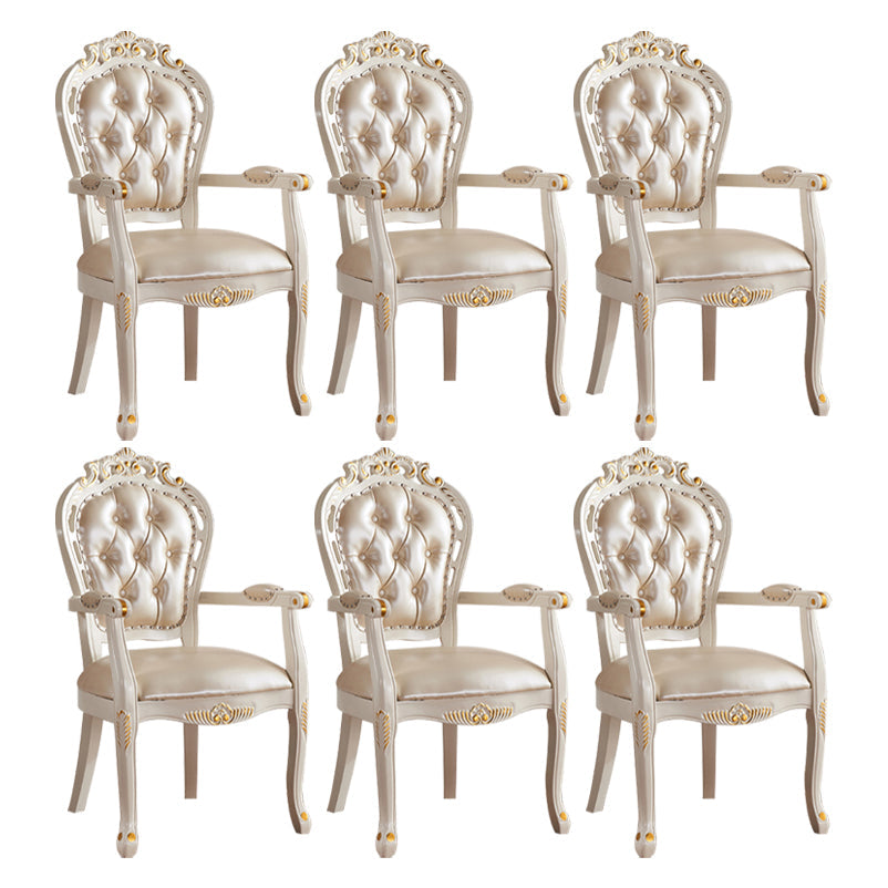 Upholstered European Style Dining Arm Chair Open Dining Chair for Restaurant Champagne 6 Piece Set Clearhalo ' kitchen&dining_furn' 'Dining Chairs' 'Dining Tables & Seating' 'dining_chair' 'furn' 'furn_dining_chair' 'Furniture' 'furniture_dining_chair' 'Kitchen & Dining Furniture' 'kitchen' 3703190
