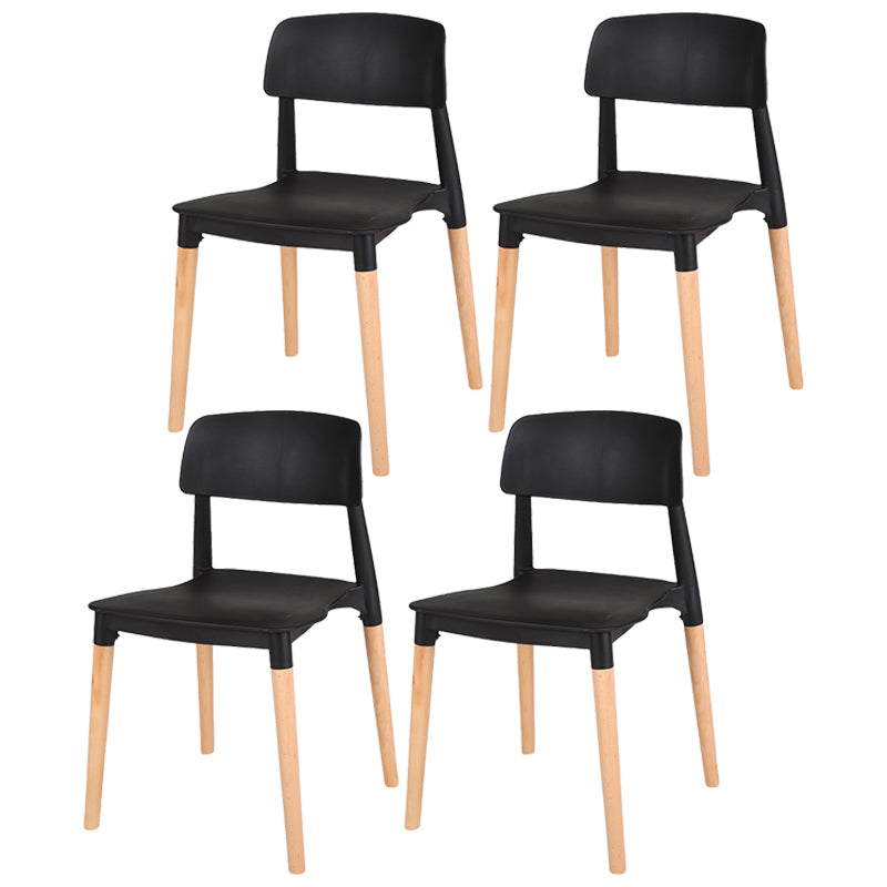 Modern Style Plastic Dining Chair Open Back Dining Side Chair for Kitchen Black 4 Piece Set Clearhalo ' kitchen&dining_furn' 'Dining Chairs' 'Dining Tables & Seating' 'dining_chair' 'furn' 'furn_dining_chair' 'Furniture' 'furniture_dining_chair' 'Kitchen & Dining Furniture' 'kitchen' 3703199