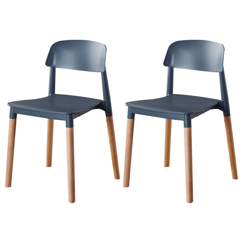 Modern Style Plastic Dining Chair Open Back Dining Side Chair for Kitchen Dark Gray 2 Piece Set Clearhalo ' kitchen&dining_furn' 'Dining Chairs' 'Dining Tables & Seating' 'dining_chair' 'furn' 'furn_dining_chair' 'Furniture' 'furniture_dining_chair' 'Kitchen & Dining Furniture' 'kitchen' 3703202