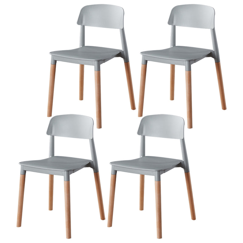Modern Style Plastic Dining Chair Open Back Dining Side Chair for Kitchen Light Gray 4 Piece Set Clearhalo ' kitchen&dining_furn' 'Dining Chairs' 'Dining Tables & Seating' 'dining_chair' 'furn' 'furn_dining_chair' 'Furniture' 'furniture_dining_chair' 'Kitchen & Dining Furniture' 'kitchen' 3703211
