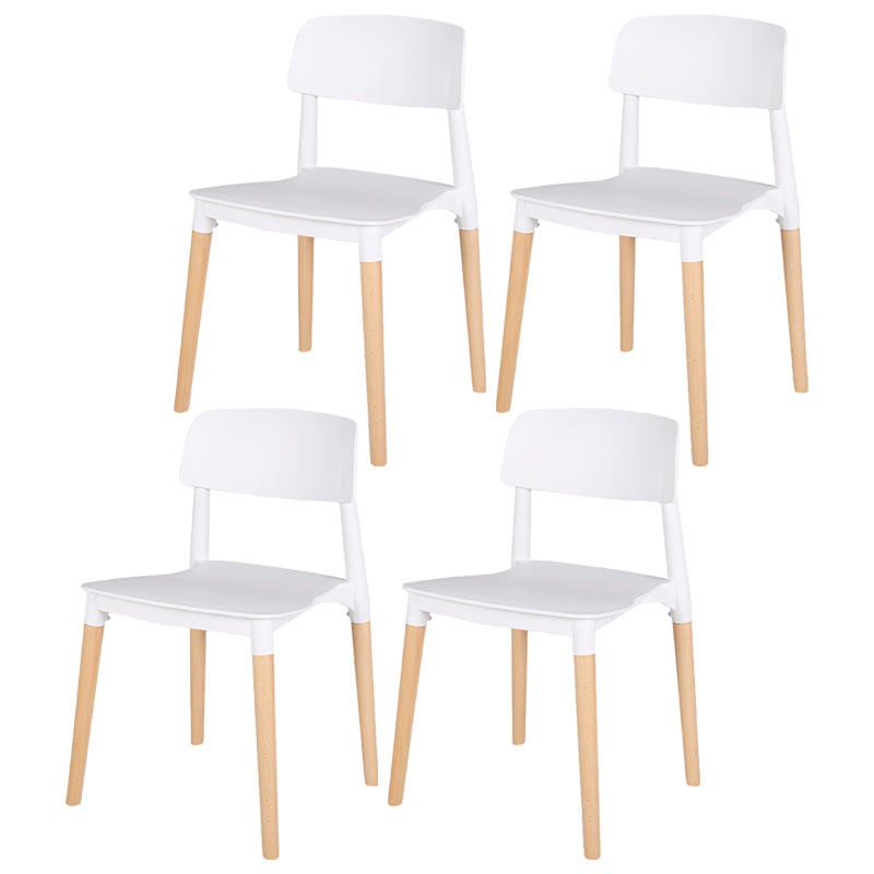 Modern Style Plastic Dining Chair Open Back Dining Side Chair for Kitchen White 4 Piece Set Clearhalo ' kitchen&dining_furn' 'Dining Chairs' 'Dining Tables & Seating' 'dining_chair' 'furn' 'furn_dining_chair' 'Furniture' 'furniture_dining_chair' 'Kitchen & Dining Furniture' 'kitchen' 3703216