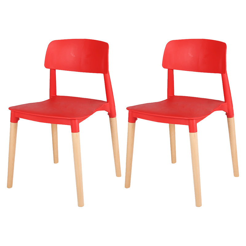 Modern Style Plastic Dining Chair Open Back Dining Side Chair for Kitchen Red 2 Piece Set Clearhalo ' kitchen&dining_furn' 'Dining Chairs' 'Dining Tables & Seating' 'dining_chair' 'furn' 'furn_dining_chair' 'Furniture' 'furniture_dining_chair' 'Kitchen & Dining Furniture' 'kitchen' 3703218