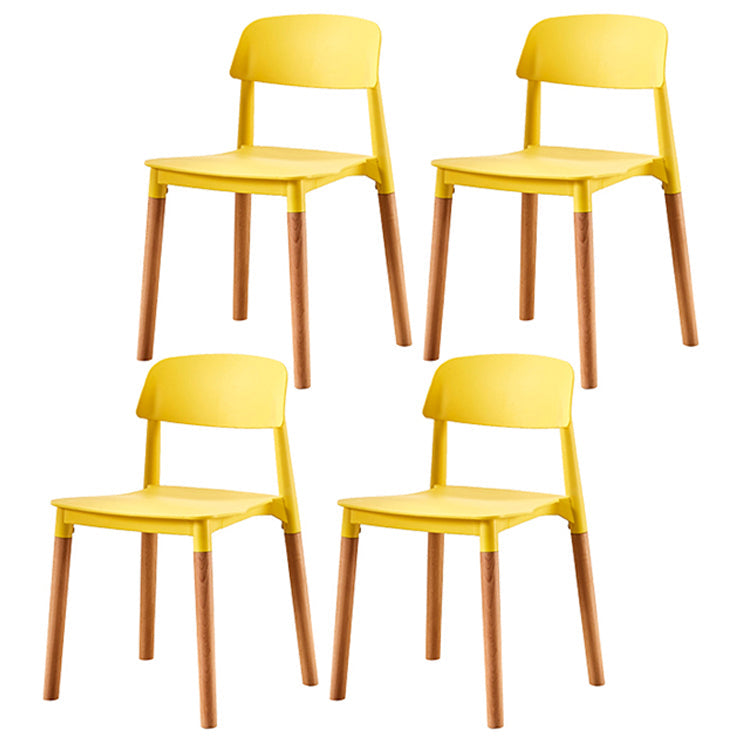Modern Style Plastic Dining Chair Open Back Dining Side Chair for Kitchen Yellow 4 Piece Set Clearhalo ' kitchen&dining_furn' 'Dining Chairs' 'Dining Tables & Seating' 'dining_chair' 'furn' 'furn_dining_chair' 'Furniture' 'furniture_dining_chair' 'Kitchen & Dining Furniture' 'kitchen' 3703222