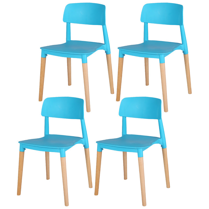 Modern Style Plastic Dining Chair Open Back Dining Side Chair for Kitchen Blue 4 Piece Set Clearhalo ' kitchen&dining_furn' 'Dining Chairs' 'Dining Tables & Seating' 'dining_chair' 'furn' 'furn_dining_chair' 'Furniture' 'furniture_dining_chair' 'Kitchen & Dining Furniture' 'kitchen' 3703225