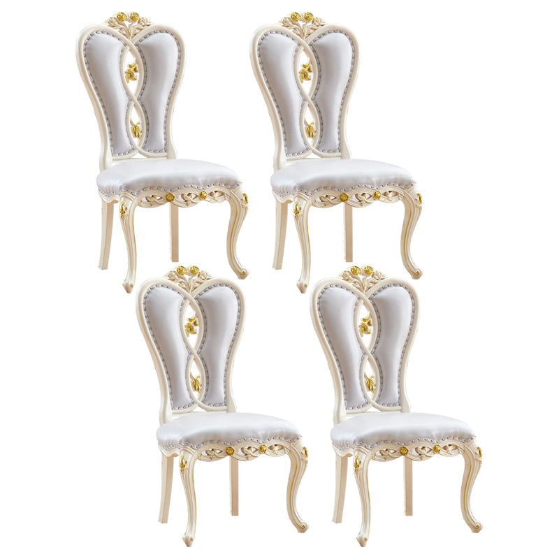 Victorian Style Solid Wood Dining Room Chair Armless Open Back Dining Side Chair for Home Use Grey 4 Piece Set Clearhalo ' kitchen&dining_furn' 'Dining Chairs' 'Dining Tables & Seating' 'dining_chair' 'furn' 'furn_dining_chair' 'Furniture' 'furniture_dining_chair' 'Kitchen & Dining Furniture' 'kitchen' 3703231