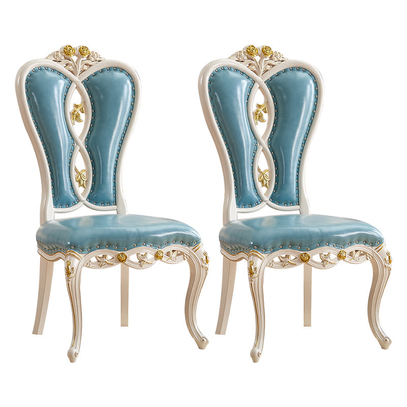 Victorian Style Solid Wood Dining Room Chair Armless Open Back Dining Side Chair for Home Use Blue 2 Piece Set Clearhalo ' kitchen&dining_furn' 'Dining Chairs' 'Dining Tables & Seating' 'dining_chair' 'furn' 'furn_dining_chair' 'Furniture' 'furniture_dining_chair' 'Kitchen & Dining Furniture' 'kitchen' 3703233