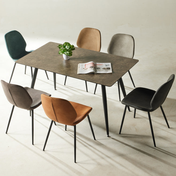 Scandinavian Style Faux Leather Dining Chairs Solid Back Armless Chairs for Home Clearhalo ' kitchen&dining_furn' 'Dining Chairs' 'Dining Tables & Seating' 'dining_chair' 'furn' 'furn_dining_chair' 'Furniture' 'furniture_dining_chair' 'Kitchen & Dining Furniture' 'kitchen' 3703243