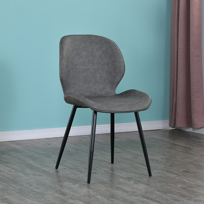 Scandinavian Style Faux Leather Dining Chairs Solid Back Armless Chairs for Home Dark Gray 1 Piece Clearhalo ' kitchen&dining_furn' 'Dining Chairs' 'Dining Tables & Seating' 'dining_chair' 'furn' 'furn_dining_chair' 'Furniture' 'furniture_dining_chair' 'Kitchen & Dining Furniture' 'kitchen' 3703244