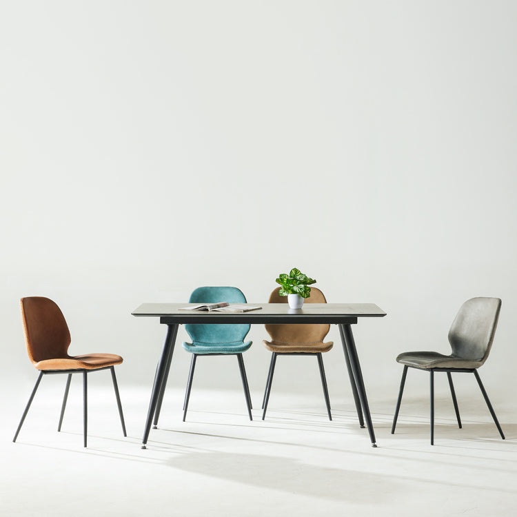 Scandinavian Style Faux Leather Dining Chairs Solid Back Armless Chairs for Home Clearhalo ' kitchen&dining_furn' 'Dining Chairs' 'Dining Tables & Seating' 'dining_chair' 'furn' 'furn_dining_chair' 'Furniture' 'furniture_dining_chair' 'Kitchen & Dining Furniture' 'kitchen' 3703245