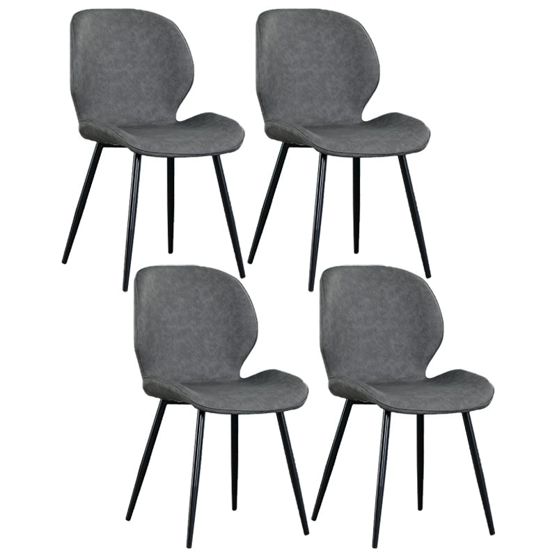 Scandinavian Style Faux Leather Dining Chairs Solid Back Armless Chairs for Home Dark Gray 4 Piece Set Clearhalo ' kitchen&dining_furn' 'Dining Chairs' 'Dining Tables & Seating' 'dining_chair' 'furn' 'furn_dining_chair' 'Furniture' 'furniture_dining_chair' 'Kitchen & Dining Furniture' 'kitchen' 3703247
