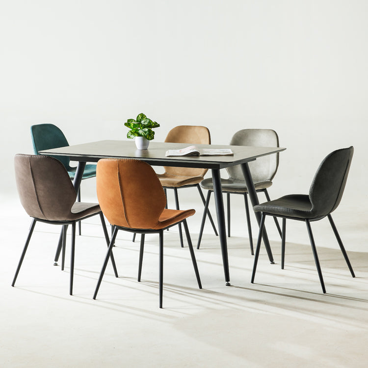 Scandinavian Style Faux Leather Dining Chairs Solid Back Armless Chairs for Home Clearhalo ' kitchen&dining_furn' 'Dining Chairs' 'Dining Tables & Seating' 'dining_chair' 'furn' 'furn_dining_chair' 'Furniture' 'furniture_dining_chair' 'Kitchen & Dining Furniture' 'kitchen' 3703248
