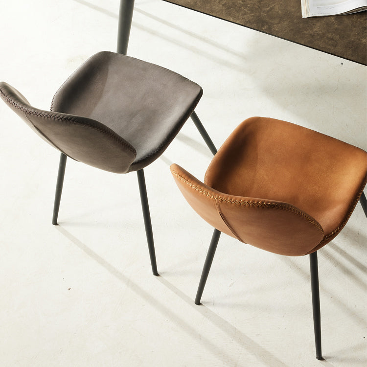 Scandinavian Style Faux Leather Dining Chairs Solid Back Armless Chairs for Home Clearhalo ' kitchen&dining_furn' 'Dining Chairs' 'Dining Tables & Seating' 'dining_chair' 'furn' 'furn_dining_chair' 'Furniture' 'furniture_dining_chair' 'Kitchen & Dining Furniture' 'kitchen' 3703249