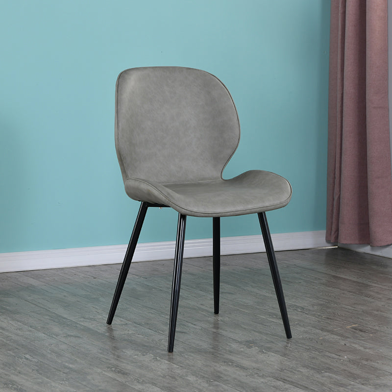 Scandinavian Style Faux Leather Dining Chairs Solid Back Armless Chairs for Home Light Gray 1 Piece Clearhalo ' kitchen&dining_furn' 'Dining Chairs' 'Dining Tables & Seating' 'dining_chair' 'furn' 'furn_dining_chair' 'Furniture' 'furniture_dining_chair' 'Kitchen & Dining Furniture' 'kitchen' 3703250