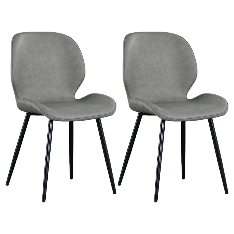 Scandinavian Style Faux Leather Dining Chairs Solid Back Armless Chairs for Home Light Gray 2 Piece Set Clearhalo ' kitchen&dining_furn' 'Dining Chairs' 'Dining Tables & Seating' 'dining_chair' 'furn' 'furn_dining_chair' 'Furniture' 'furniture_dining_chair' 'Kitchen & Dining Furniture' 'kitchen' 3703252